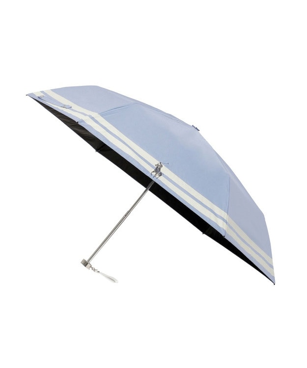 MOONBAT POLO RALPH LAUREN（ポロ ラルフローレン） 晴雨兼用日傘 ボーダー 遮光率100% 遮熱 UV 晴雨兼用 ペールスカイ