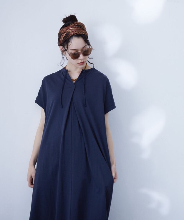 J.PRESS YORK STREET 【WOMEN】キャップスリーブ　ワンピース ネイビー系