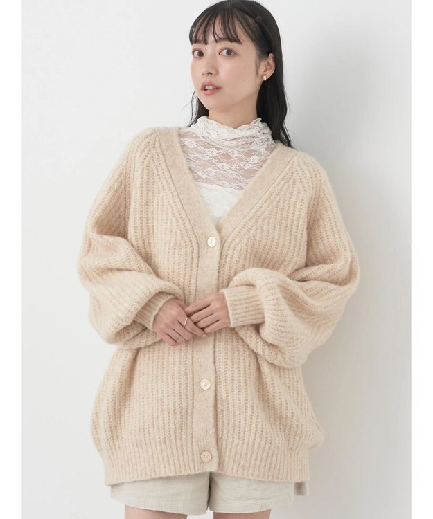 earth music&ecology フワフワＭＩＸヤーンカーディガン Light Beige