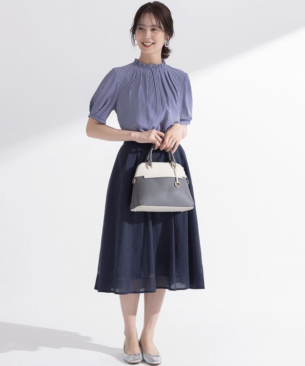 組曲 S 【WEB限定】シアーボイルタックフレア スカート ネイビー系