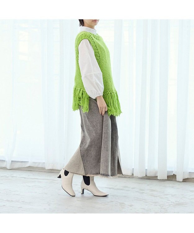 MODE ET JACOMO <MODE ET JACOMO>スクエアトゥサイドゴアブーツ ホワイト