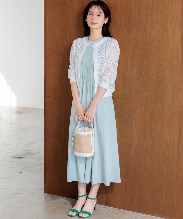 組曲 【先行予約・前後着用可】コットンフラワーレーシー カーディガン ホワイト系