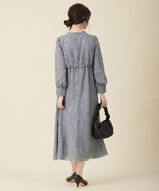 ANY SIS 【Lily Calin】ラインエンブロイダリー ドレス アイスグレー