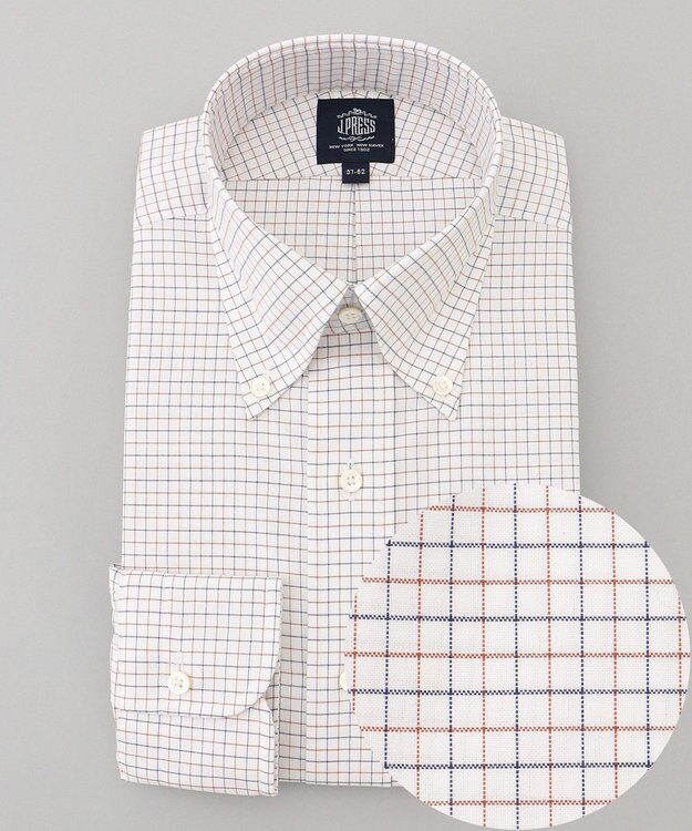 J.PRESS MEN 【PREMIUM PLEATS / 形態安定】タッタソール シャツ/ B.D. オレンジ系3