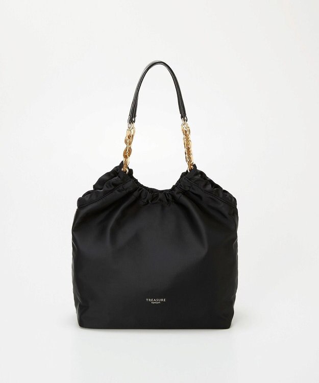 TOPKAPI 【TREASURE TOPKAPI】コンビチェーン ギャザー ナイロン トートバッグ ブラック