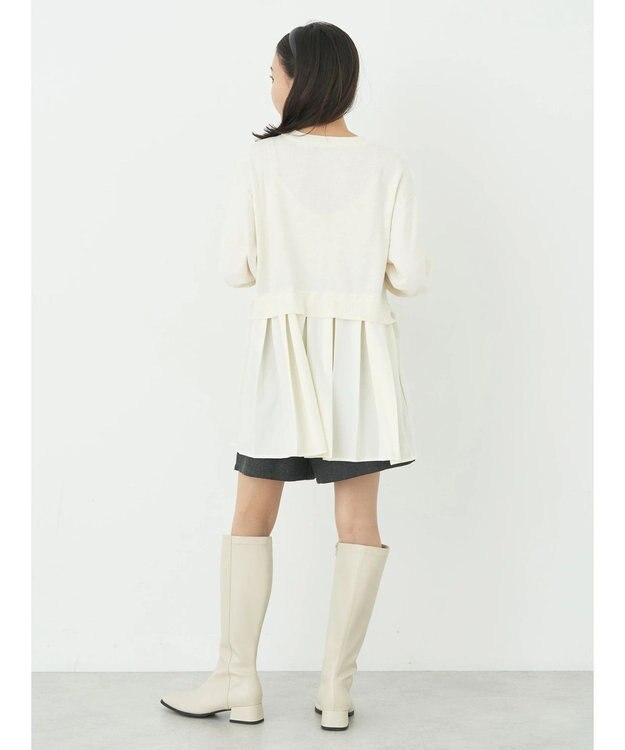 earth music&ecology プリーツドッキングカーディガン Ivory