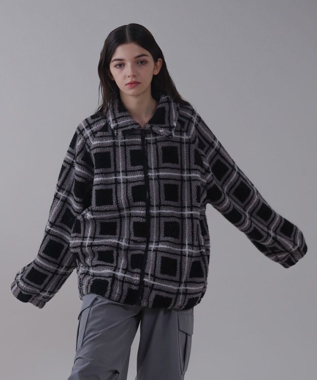 WEGO 【ユニセックス着用ITEM】ボアチェックブルゾン 柄2