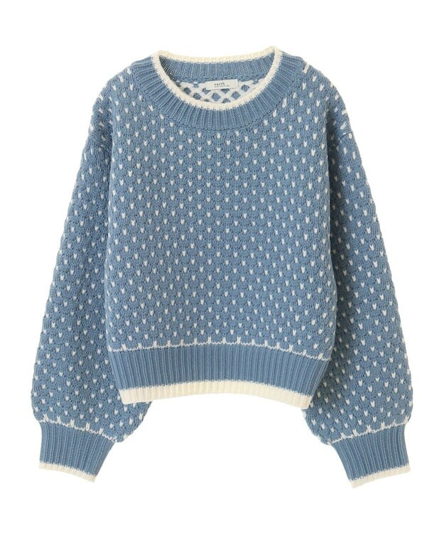 earth music&ecology ポコポコジャガードニットプルオーバー Blue