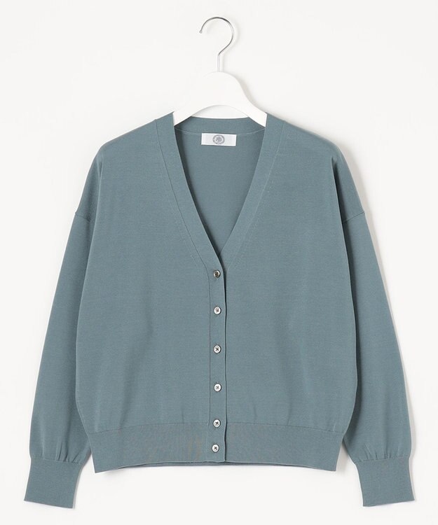 J.PRESS LADIES L 【洗える】 Co/Peライト Vネック ショート カーディガン スモーキーグリーン系