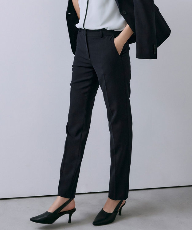 ICB 【接触冷感・防シワ・速乾・洗える】レーヨンライクトロ スティックパンツ ネイビー系