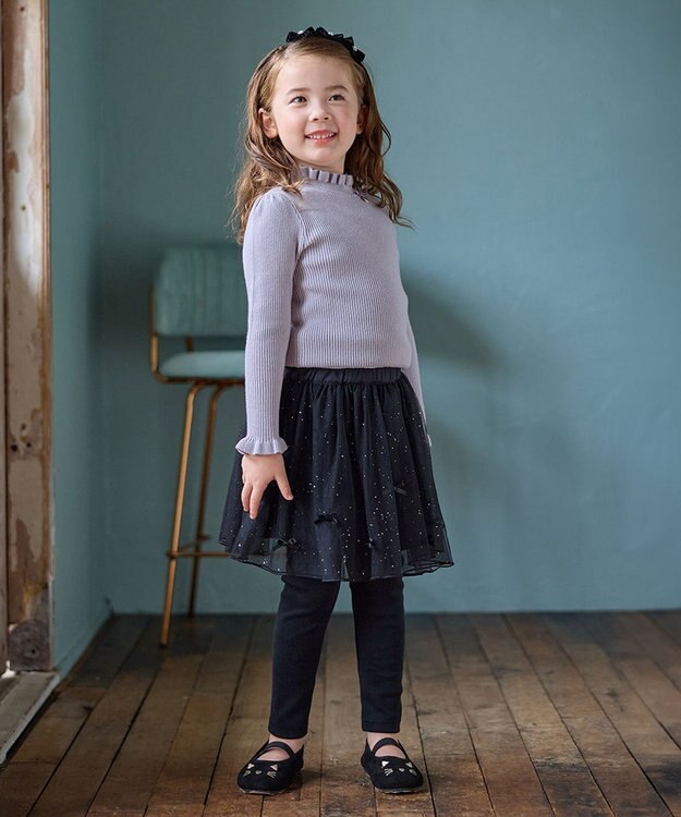 ANY KIDS リボン×ラメチュールスカッツ ブラック