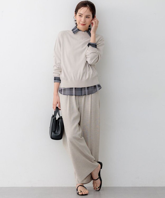 組曲 L 【先行予約】ライトリネンライクイージーワイド パンツ ベージュ系