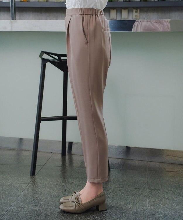 Tiaclasse 【ブラウス&パンツ2点セット】サイドプリーツブラウス×テーパードパンツ セットアップ モカ