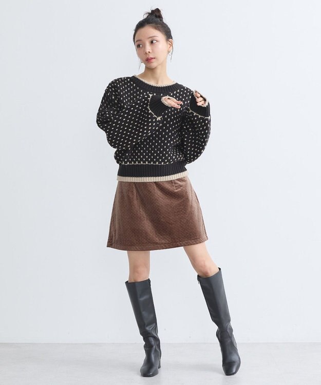 earth music&ecology ポコポコジャガードニットプルオーバー Black