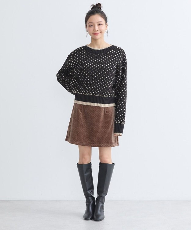 earth music&ecology ポコポコジャガードニットプルオーバー Black