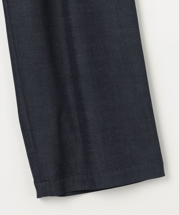 23区 L 【洗える】デニムライクシャンブレー ワイドパンツ ネイビー系