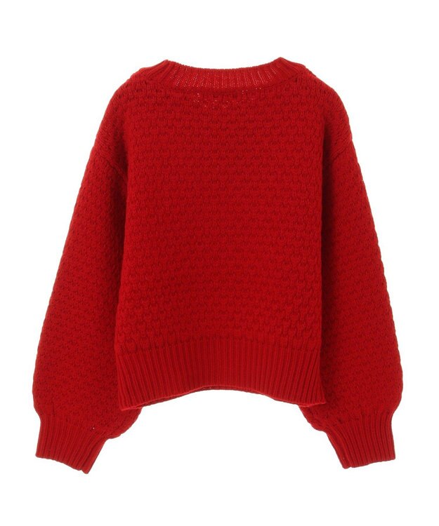 earth music&ecology ポコポコジャガードニットプルオーバー Red