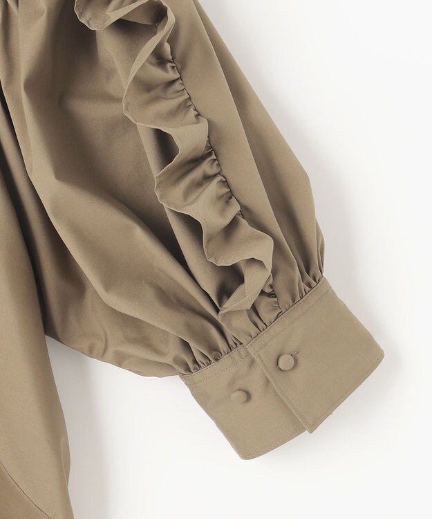 #Newans 【イージーケア】フリルスリーブブラウス カーキ系