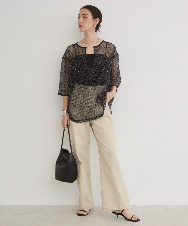 WEGO 【ANGIE VINTAGE】メッシュスキッパープルオーバー ブラック