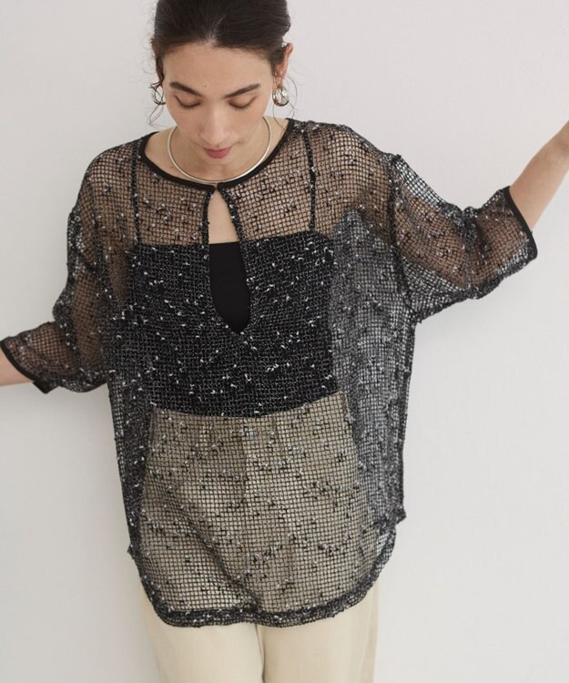 WEGO 【ANGIE VINTAGE】メッシュスキッパープルオーバー ブラック