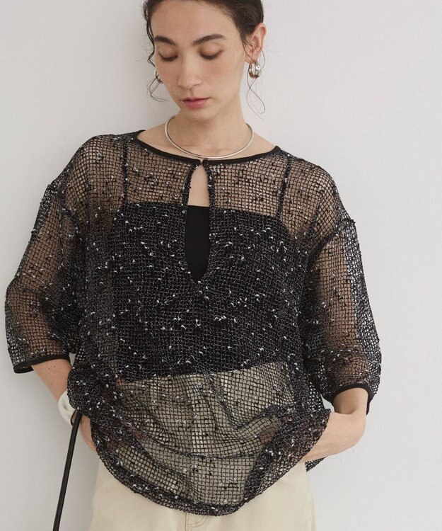 WEGO 【ANGIE VINTAGE】メッシュスキッパープルオーバー ブラック