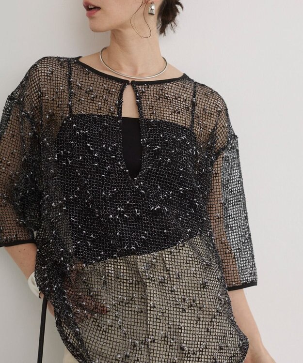WEGO 【ANGIE VINTAGE】メッシュスキッパープルオーバー ブラック