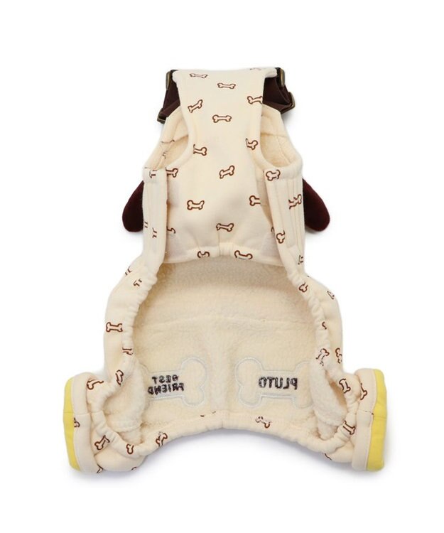 PET PARADISE ディズニー プルート 顔 オーバーオール  小型犬 ベージュ