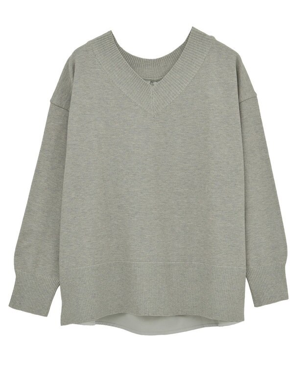 Green Parks 異素材切替ニットチュニック Gray Mixture