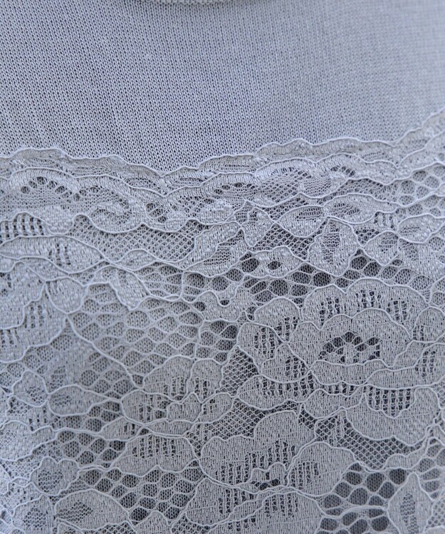 Tiaclasse L 【洗える】レースドッキングニットチュニック グレー