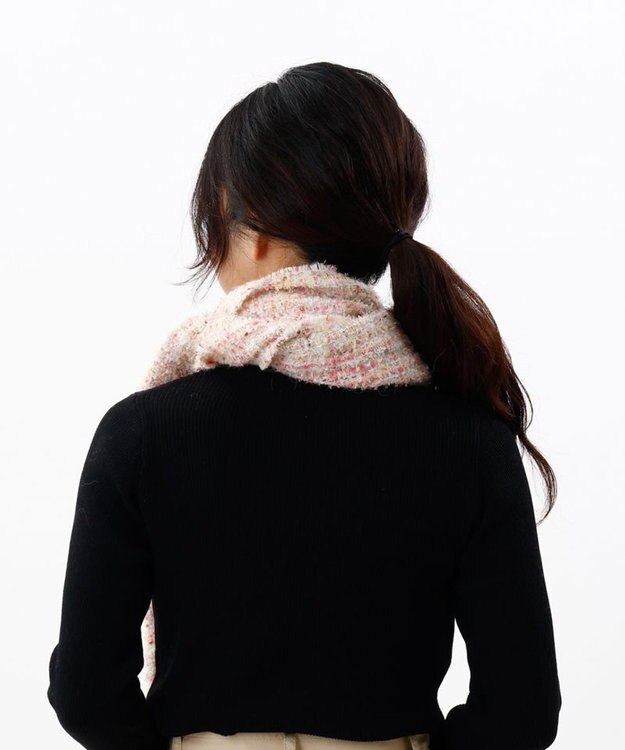 AURORA 【 LANVIN en Bleu （ランバン オン ブルー）】ツイードマフラー ペールピンク