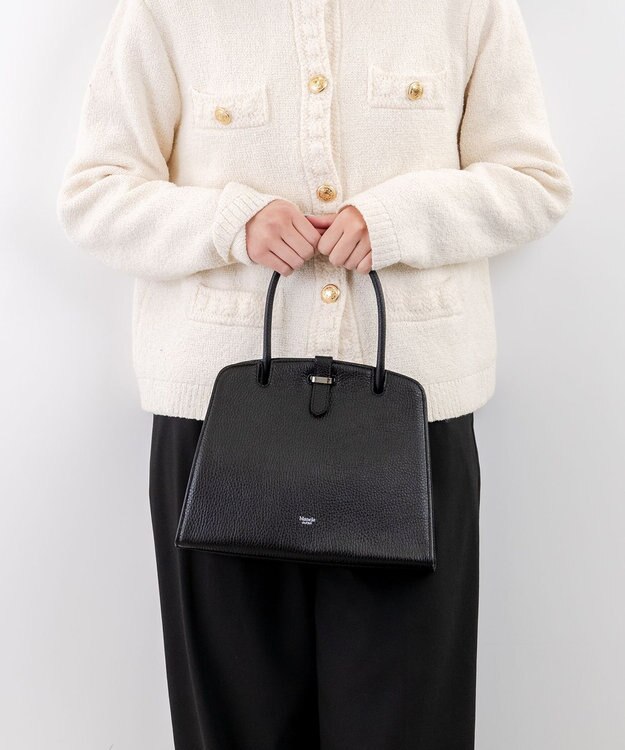 blancle シュリンクレザー ワンハンドルフォーマルバッグ ブラック