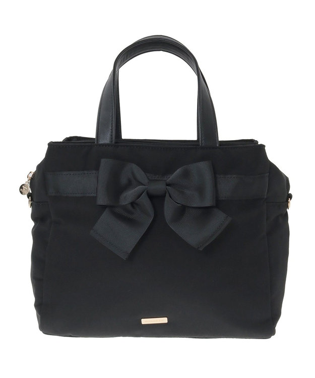 Maison de FLEUR グログランリボン3ルーム2Wayトートバッグ Black