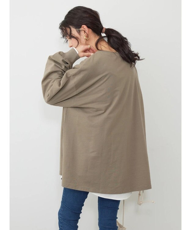 AMERICAN HOLIC 刺繍ロゴミニ裏毛ボートネックチュニック Khaki