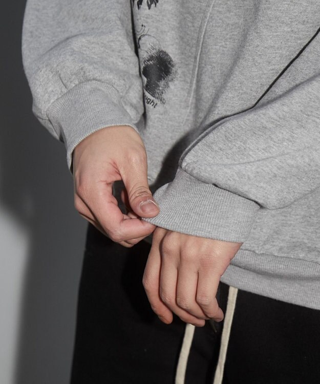 WEGO 【ユニセックス着用ITEM】フォトペーストグラフィックプルオーバー グレー