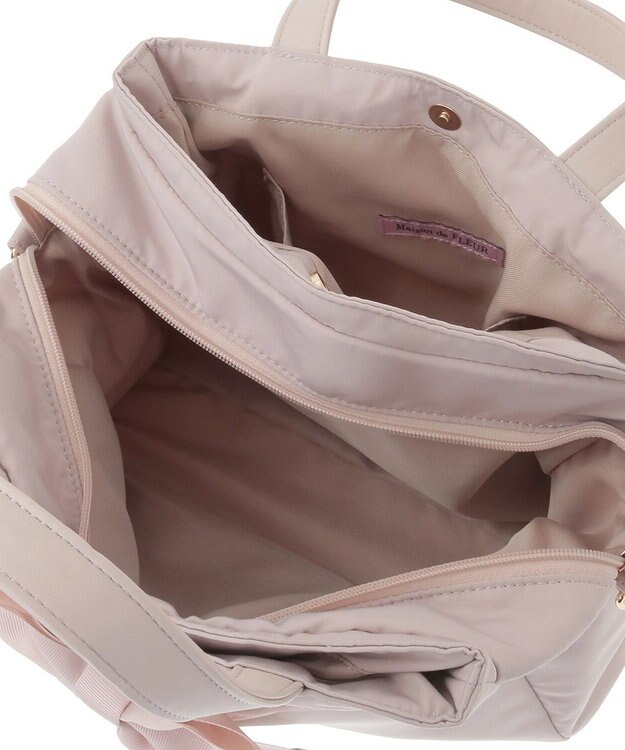 Maison de FLEUR グログランリボン3ルーム2Wayトートバッグ Pink