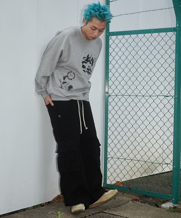 WEGO 【ユニセックス着用ITEM】フォトペーストグラフィックプルオーバー グレー