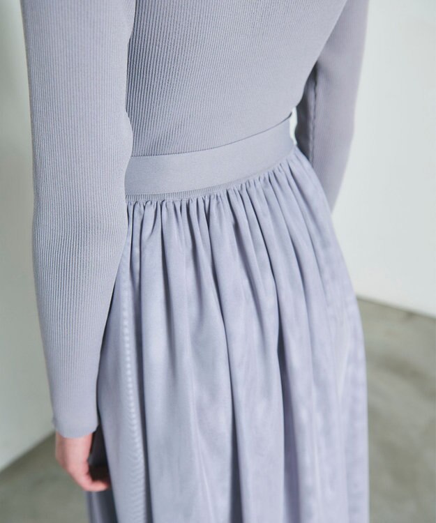 GRACE CONTINENTAL チュールコンビニットワンピース グレー