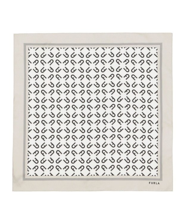 MOONBAT FURLA シルク100% モノグラム柄 スクエアスカーフ ベージュ