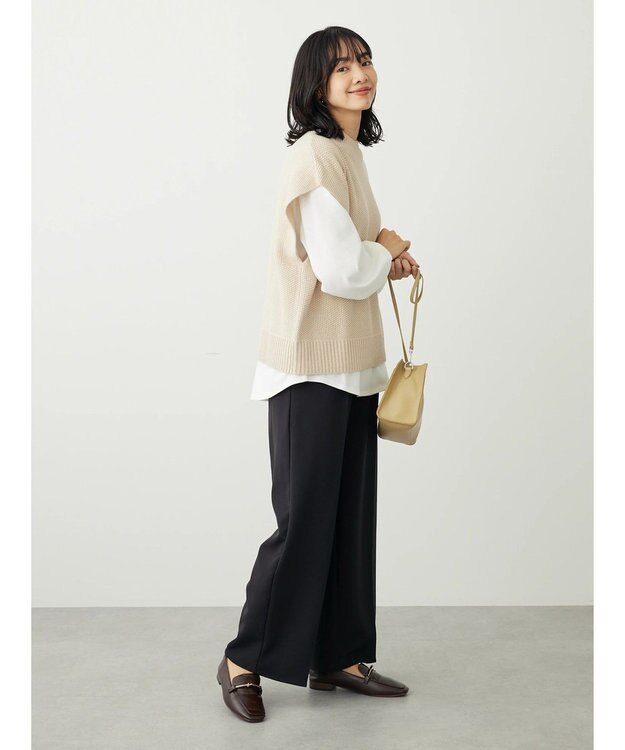 Green Parks ＳＥＴ２点モックネックカノコベスト＋ロンＴＥＥ Light Beige