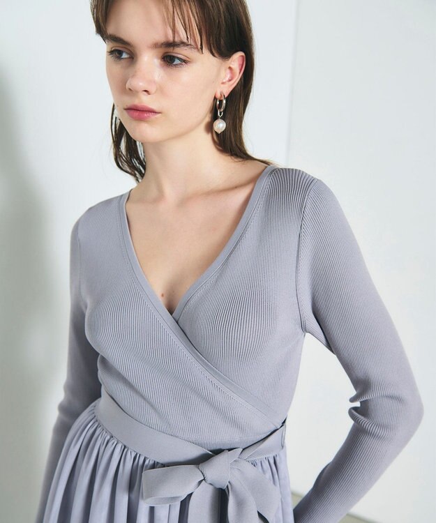 GRACE CONTINENTAL チュールコンビニットワンピース グレー