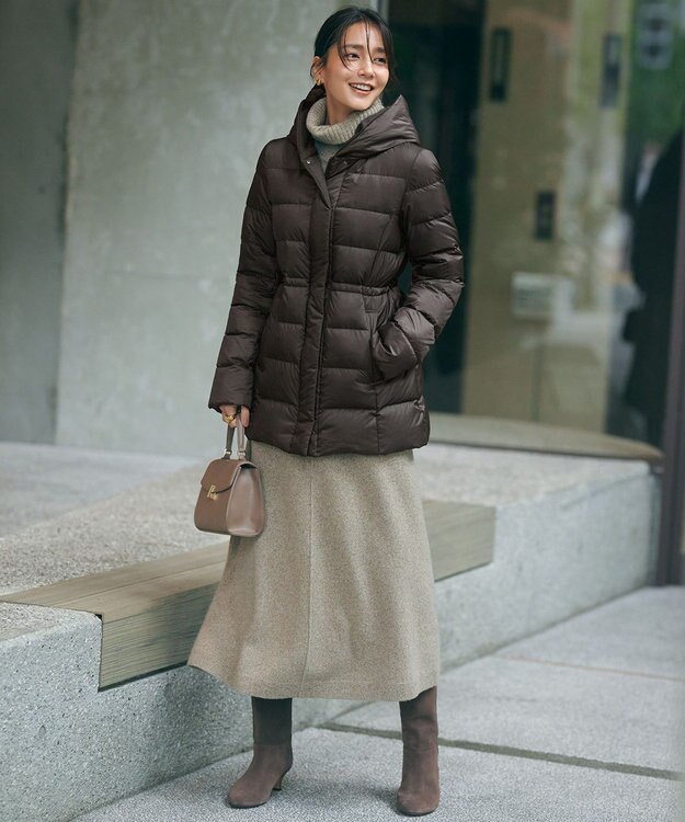 23区 【VERY掲載/新色追加】シレータフタ ミドル丈 ダウンコート ダークブラウン系
