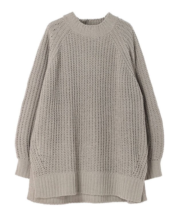 earth music&ecology マットモール片畦チュニック Gray Beige