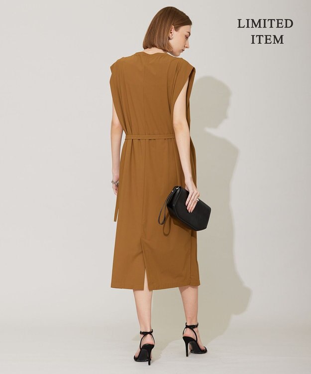 ICB 【接触冷感・UVカット・速乾・洗える】マットスキューバ ストレートワンピース キャメル系