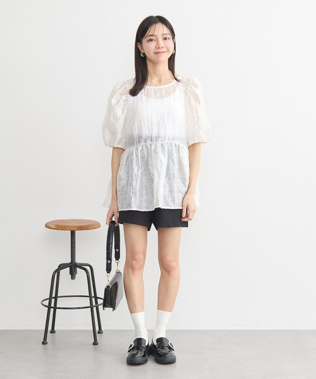 earth music&ecology シアージャガードペプラムチュニック White