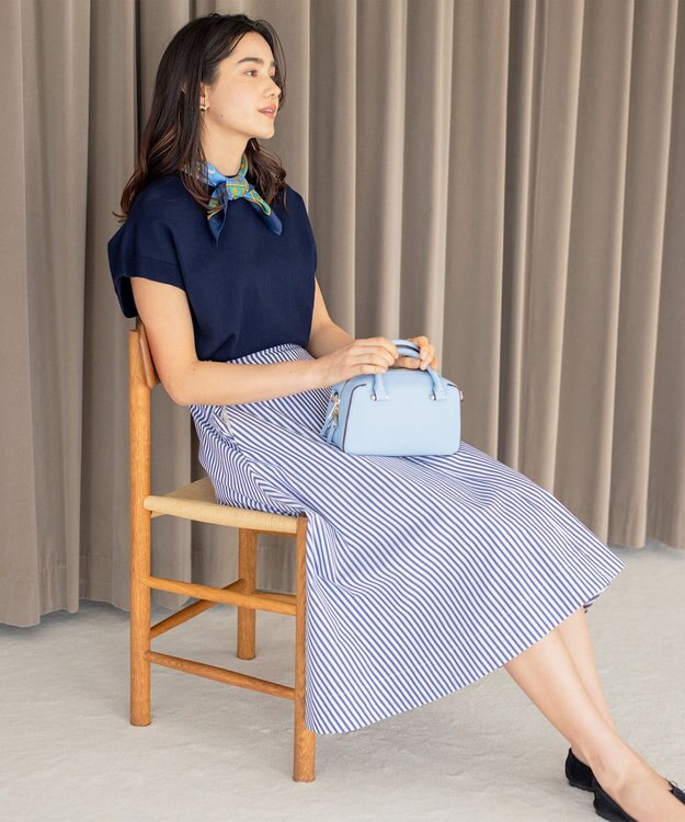 組曲 【洗える】C/Nyブロード スカート ネイビー系1