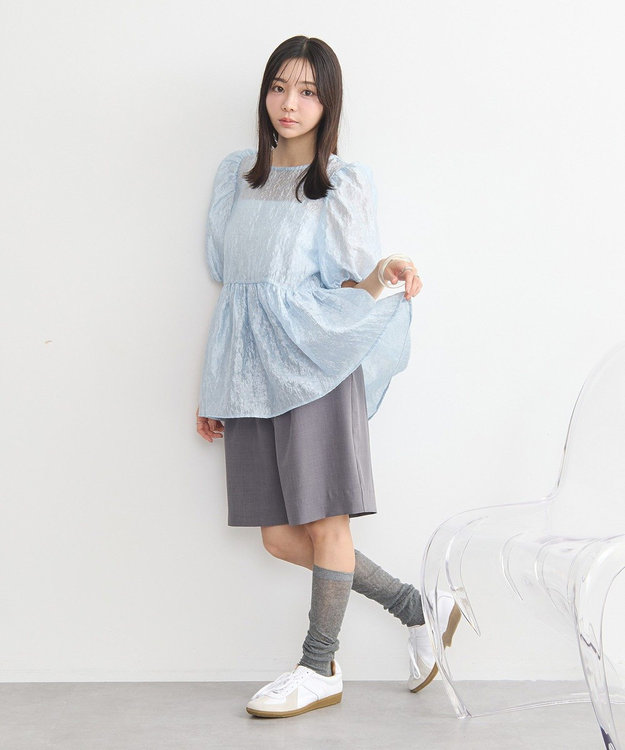 earth music&ecology シアージャガードペプラムチュニック Sax