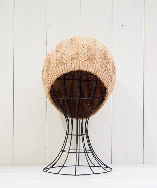 石田製帽 オーガニックコットン アラン編みベレー キャメル