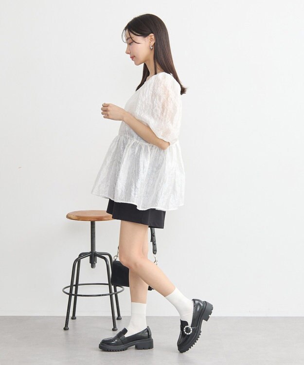 earth music&ecology シアージャガードペプラムチュニック White