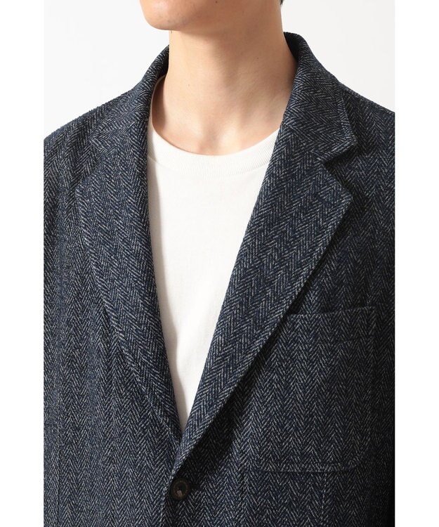 DAKS 軽量ヘリンボーン カジュアルテーラードブレザー チャコールグレー