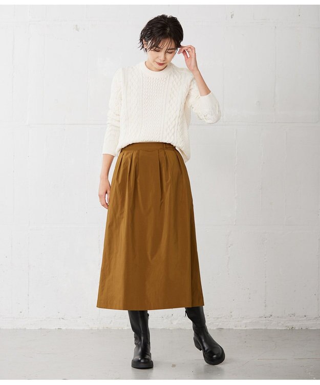 J.PRESS LADIES 【WEB限定・洗える】NEW GU フレアー ロング スカート キャメル系